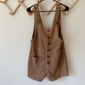 Brown Corduroy Overall Shorts